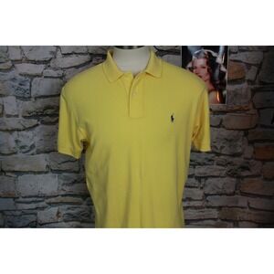 Polo Ralph Lauren Mens Yellow Short Sleeve Pique Polo Shirt Size Large Pony Logo